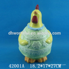 Easter decoration ceramic storage jar with cock figurine